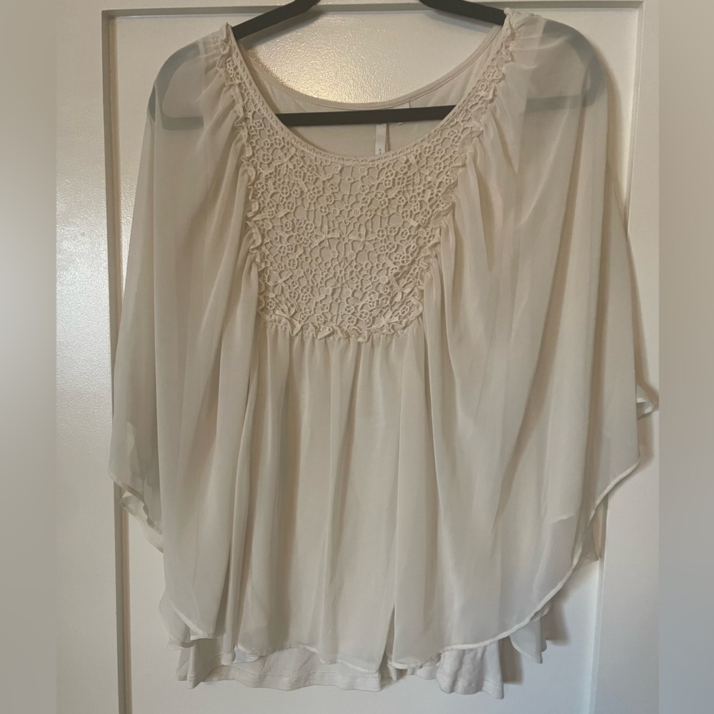LC Lauren Conrad Cream Lace Blouse